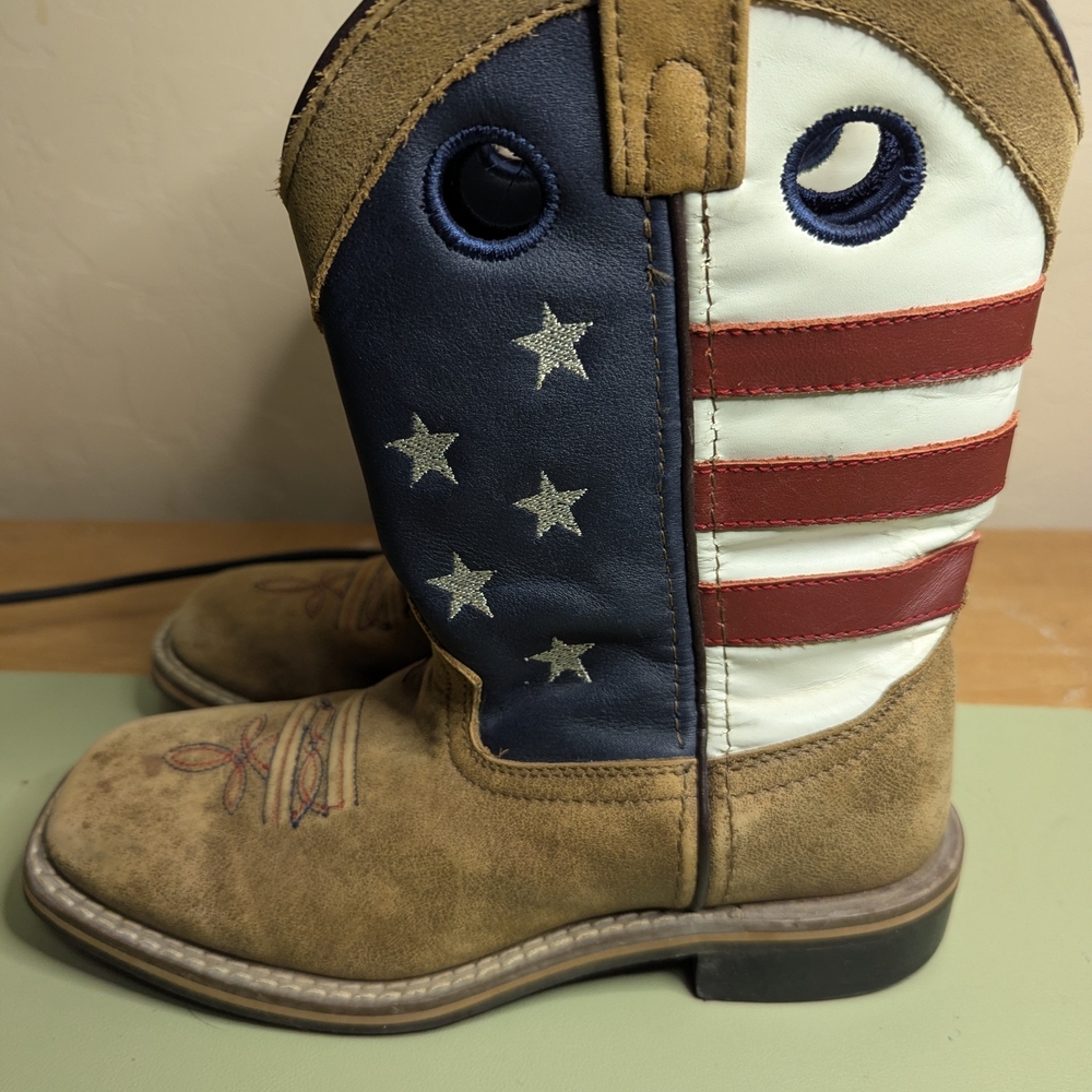 Patriotic Kids Cowboy Boots - Brown, Blue, Red, White